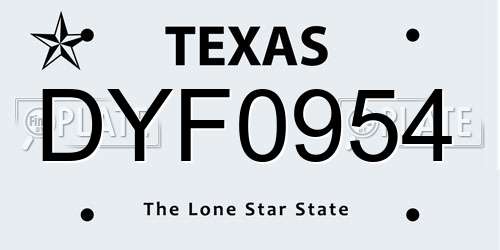 DYF0954 Texas License Plate