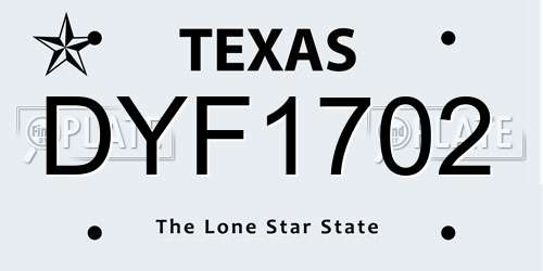 DYF1702 Texas License Plate