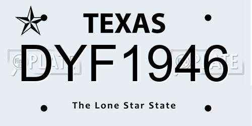 DYF1946 Texas License Plate