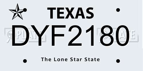 DYF2180 Texas License Plate