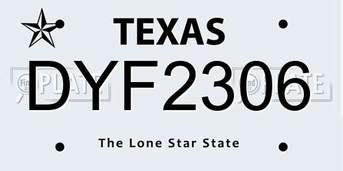 DYF2306 Texas License Plate