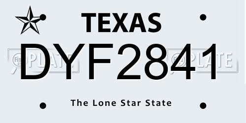 DYF2841 Texas License Plate