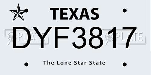 DYF3817 Texas License Plate