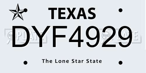 DYF4929 Texas License Plate