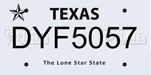 DYF5057 Texas License Plate