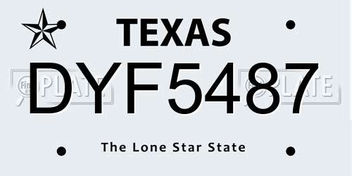 DYF5487 Texas License Plate