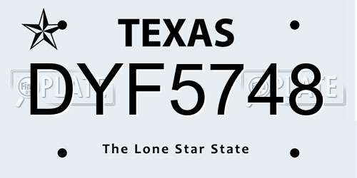 DYF5748 Texas License Plate