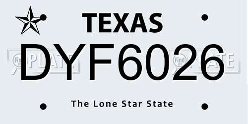 DYF6026 Texas License Plate