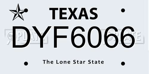DYF6066 Texas License Plate