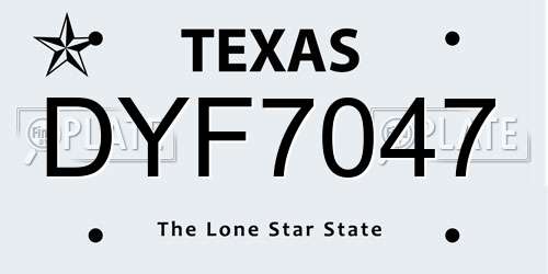 DYF7047 Texas License Plate