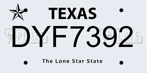 DYF7392 Texas License Plate