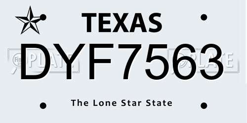 DYF7563 Texas License Plate