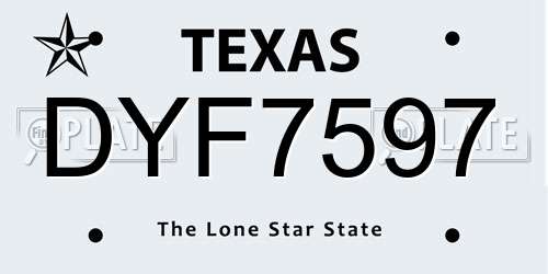 DYF7597 Texas License Plate
