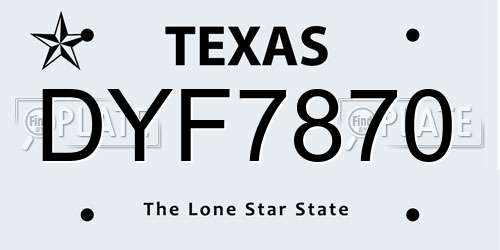 DYF7870 Texas License Plate