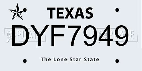 DYF7949 Texas License Plate