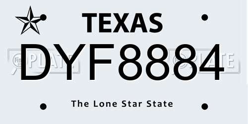 DYF8884 Texas License Plate