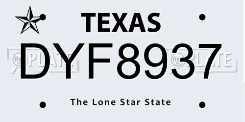 DYF8937 Texas License Plate