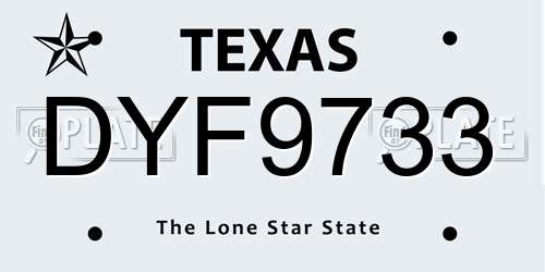 DYF9733 Texas License Plate