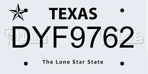 DYF9762 Texas License Plate