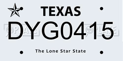 DYG0415 Texas License Plate