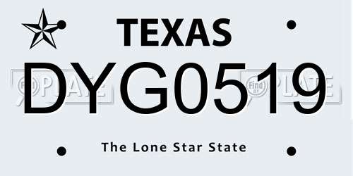 DYG0519 Texas License Plate