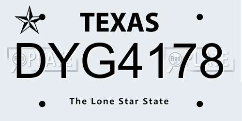 DYG4178 Texas License Plate