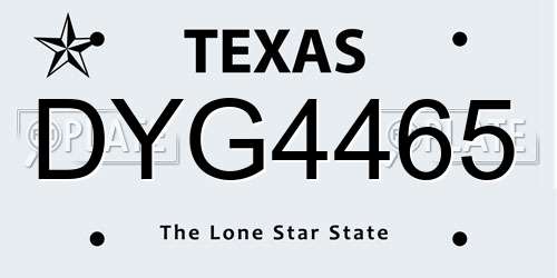 DYG4465 Texas License Plate