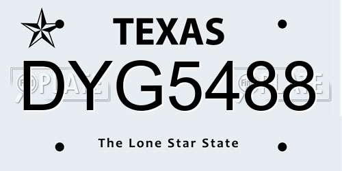 DYG5488 Texas License Plate