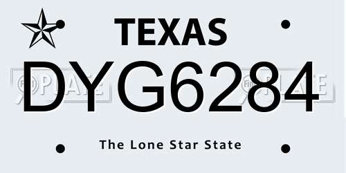 DYG6284 Texas License Plate