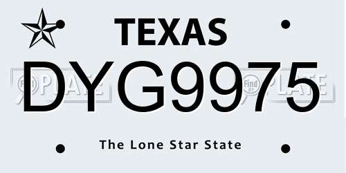 DYG9975 Texas License Plate