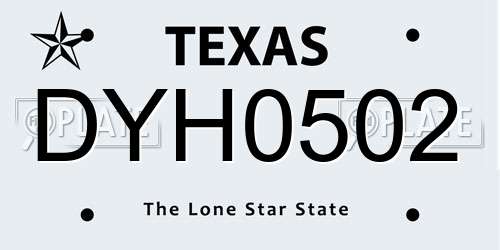 DYH0502 Texas License Plate