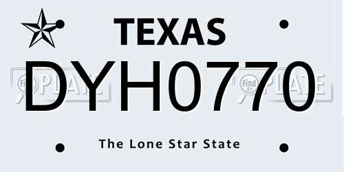 DYH0770 Texas License Plate