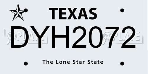 DYH2072 Texas License Plate