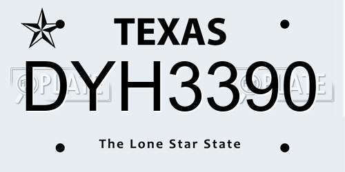 DYH3390 Texas License Plate
