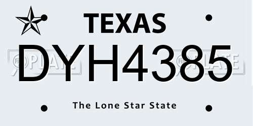 DYH4385 Texas License Plate