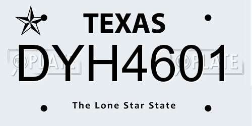 DYH4601 Texas License Plate