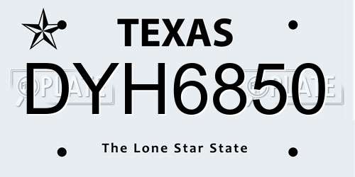 DYH6850 Texas License Plate