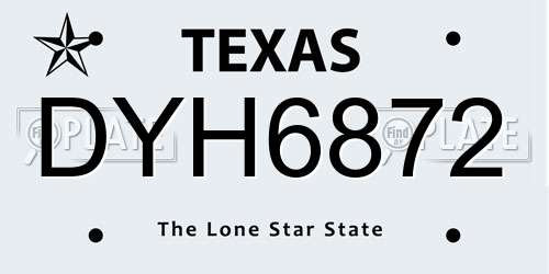 DYH6872 Texas License Plate