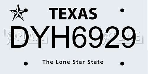 DYH6929 Texas License Plate