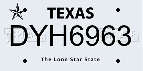DYH6963 Texas License Plate