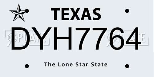 DYH7764 Texas License Plate
