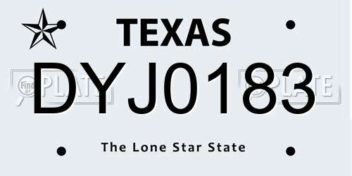 DYJ0183 Texas License Plate