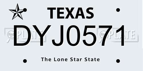 DYJ0571 Texas License Plate