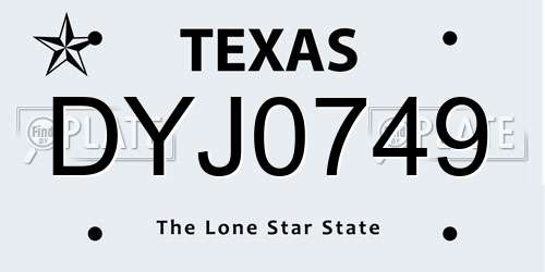DYJ0749 Texas License Plate