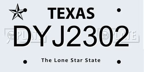 DYJ2302 Texas License Plate