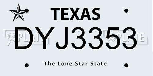 DYJ3353 Texas License Plate