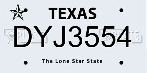 DYJ3554 Texas License Plate