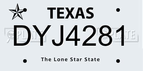DYJ4281 Texas License Plate