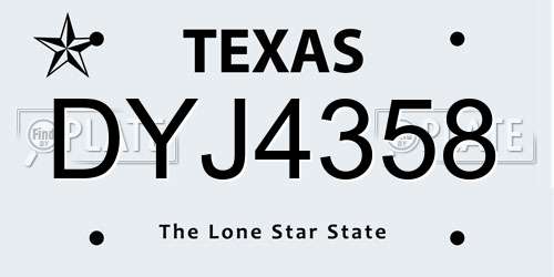 DYJ4358 Texas License Plate