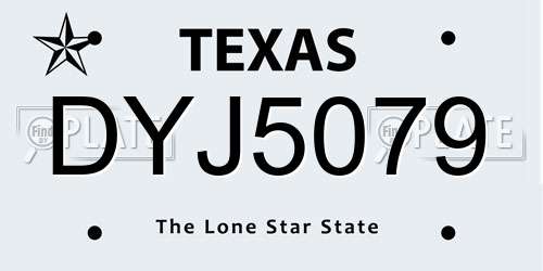 DYJ5079 Texas License Plate